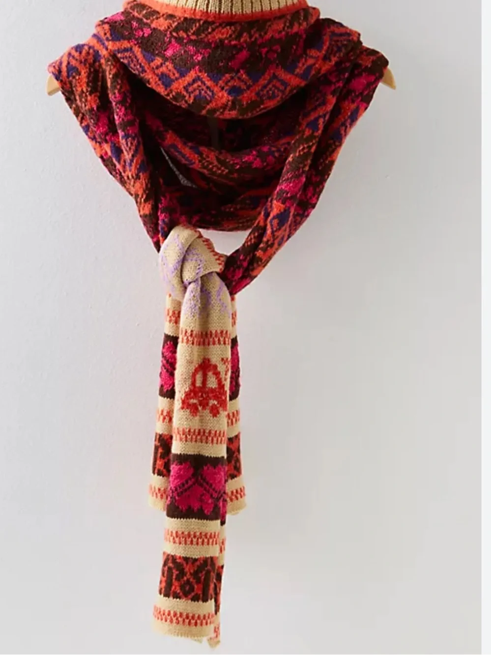 Free People Cabbie Fairisle Hooded Scarf